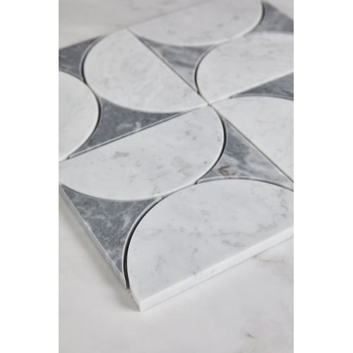 Laila White & Carrara Grey Marble Mosaic Tile