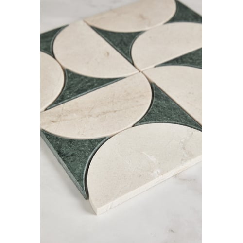Laila Cream & Green Marble Mosaic Tile