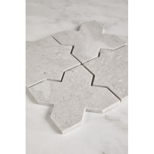 Apollo Grey Star & Cross Travertine Mosaic Tile