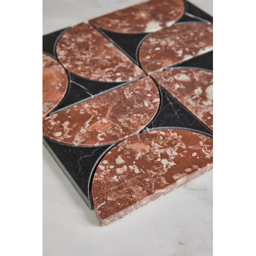 Laila Tuscan Red & Black Marble Mosaic Tile
