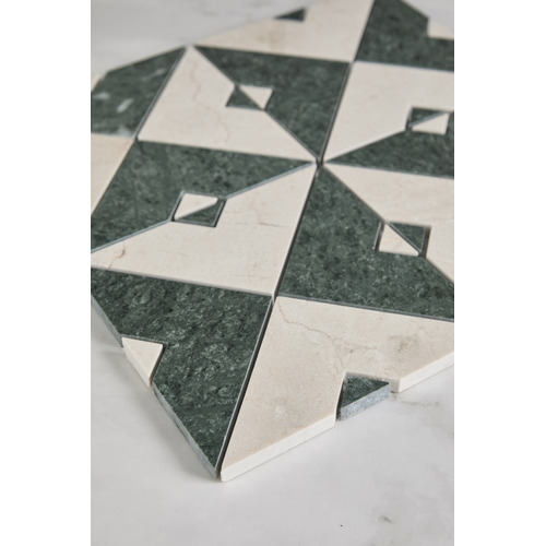 Samira Cream & Green Marble Mosaic Tile