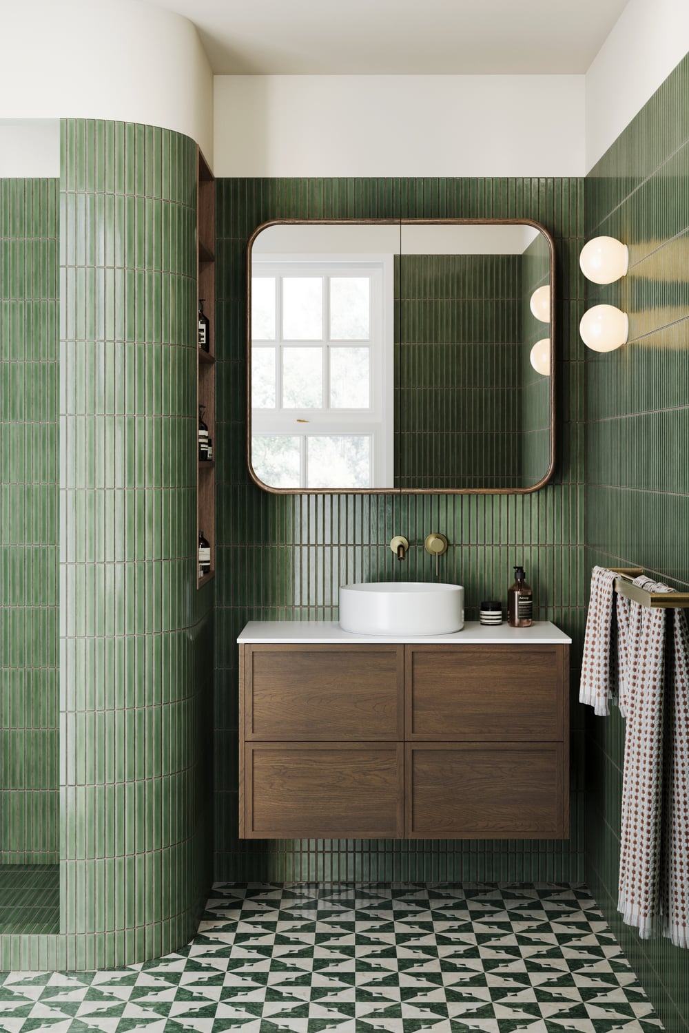 Samira Cream & Green Marble Mosaic Tile