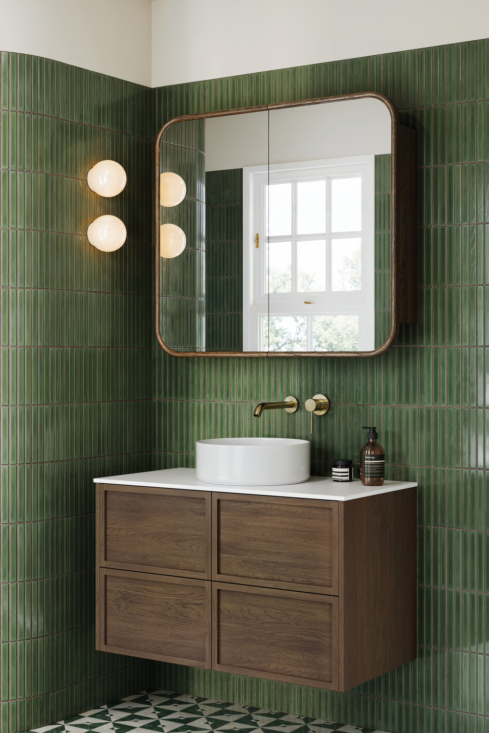 Samira Cream & Green Marble Mosaic Tile