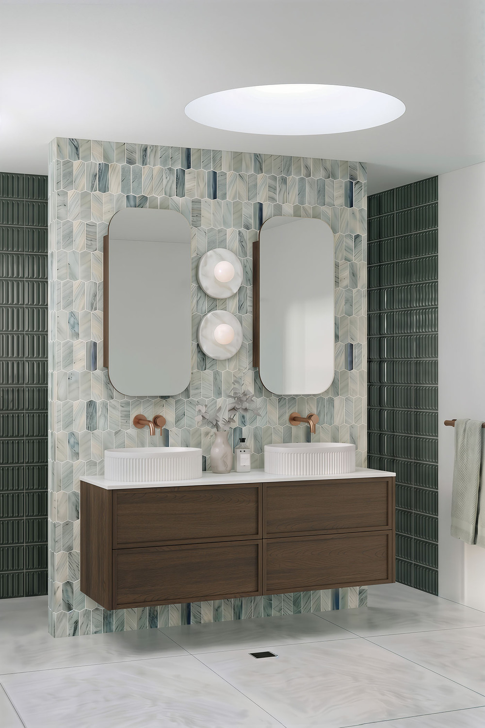 Nassah Honed Green Marble Mosaic Tile