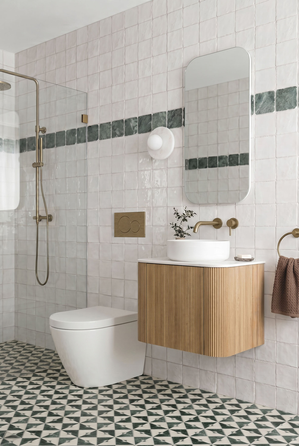 Isha 100 x 100mm Tumbled Green Marble Square Tile