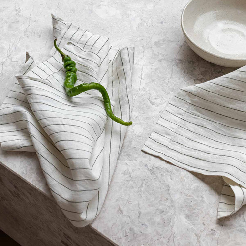 Striped Classic European Linen Table Napkins