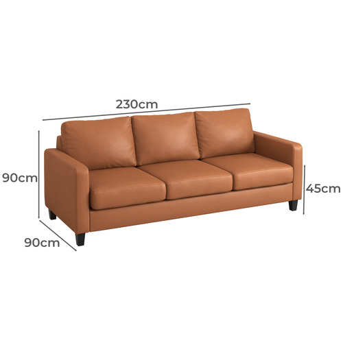 Loise 3 Seater Faux Leather Sofa
