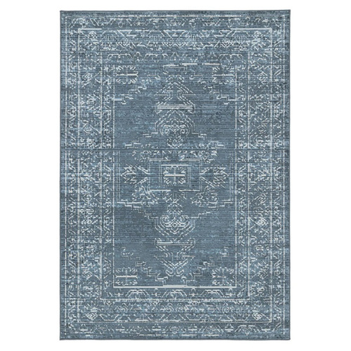 Blue Corvallis Traditional Machine Washable Rug