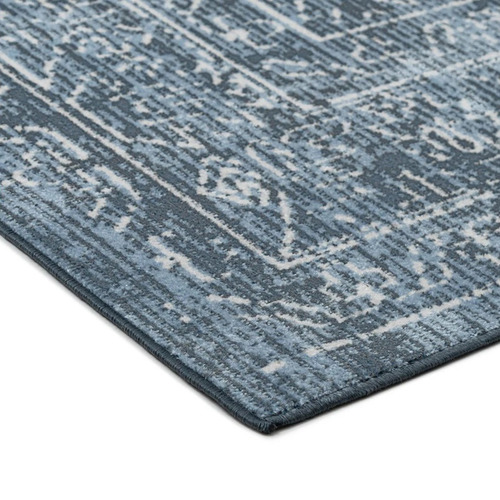 Blue Corvallis Traditional Machine Washable Rug