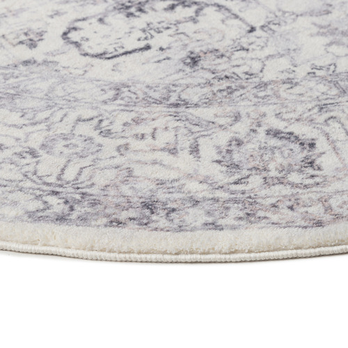 Grey Gaston Machine Washable Round Rug