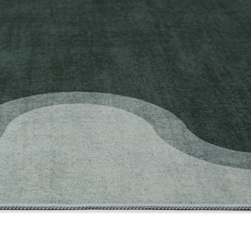 Dark Green Pierre Machine Washable Rug