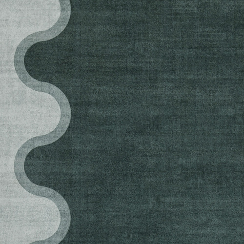 Dark Green Pierre Machine Washable Rug