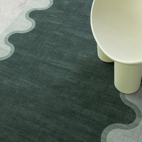 Dark Green Pierre Machine Washable Rug