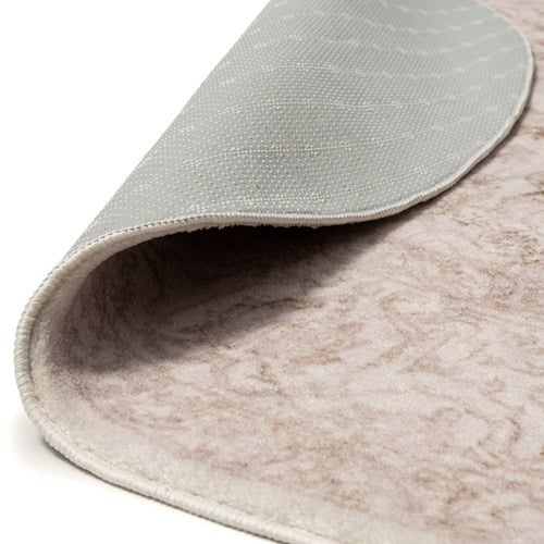 Beige Gaston Machine Washable Round Rug