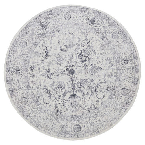 Grey Gaston Machine Washable Round Rug