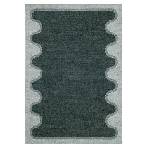 Dark Green Pierre Machine Washable Rug