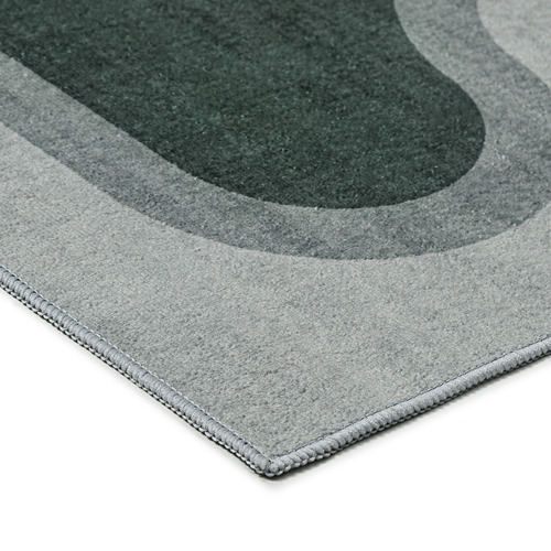 Dark Green Pierre Machine Washable Rug