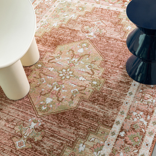 Terracotta Salem Traditional Machine Washable Rug