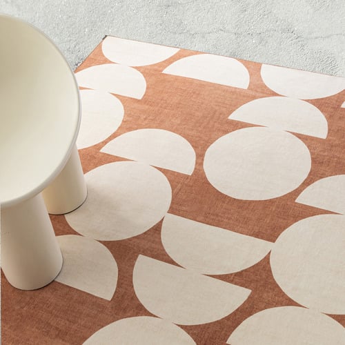 Terracotta & Ivory Kaelix Machine Washable Rug