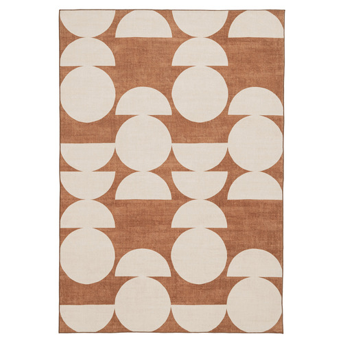 Terracotta & Ivory Kaelix Machine Washable Rug