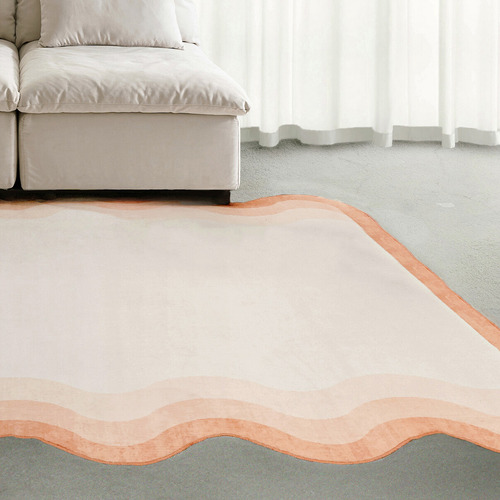 Peach & Cream Oraen Machine Washable Rug