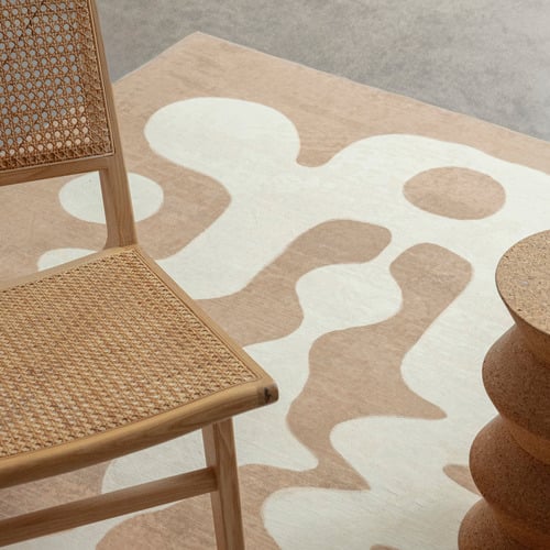 Beige & Ivory Oraen Machine Washable Rug