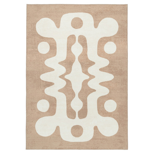 Beige & Ivory Oraen Machine Washable Rug