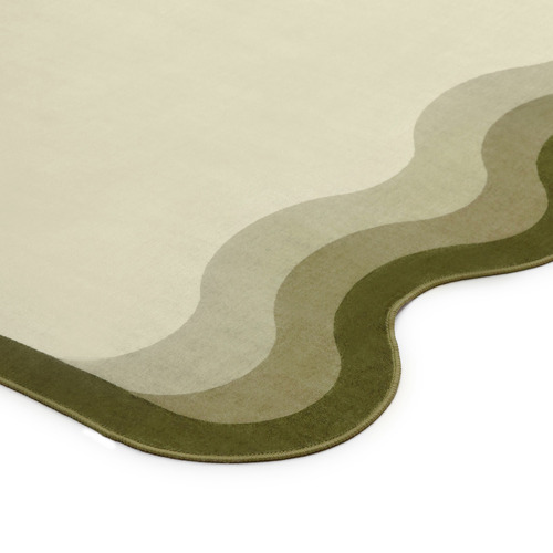 Green & Ivory Oraen Machine Washable Rug