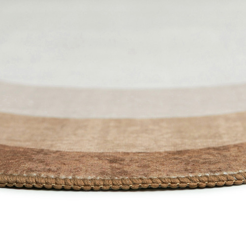 Brown & Cream Oraen Machine Washable Rug