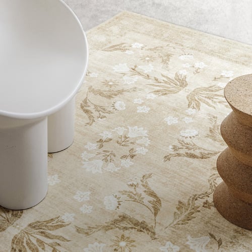 Beige & Ivory Halia Machine Washable Rug