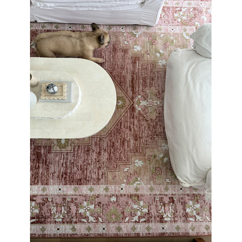 Terracotta-Salem-Medallion-Machine-Washable-Rug