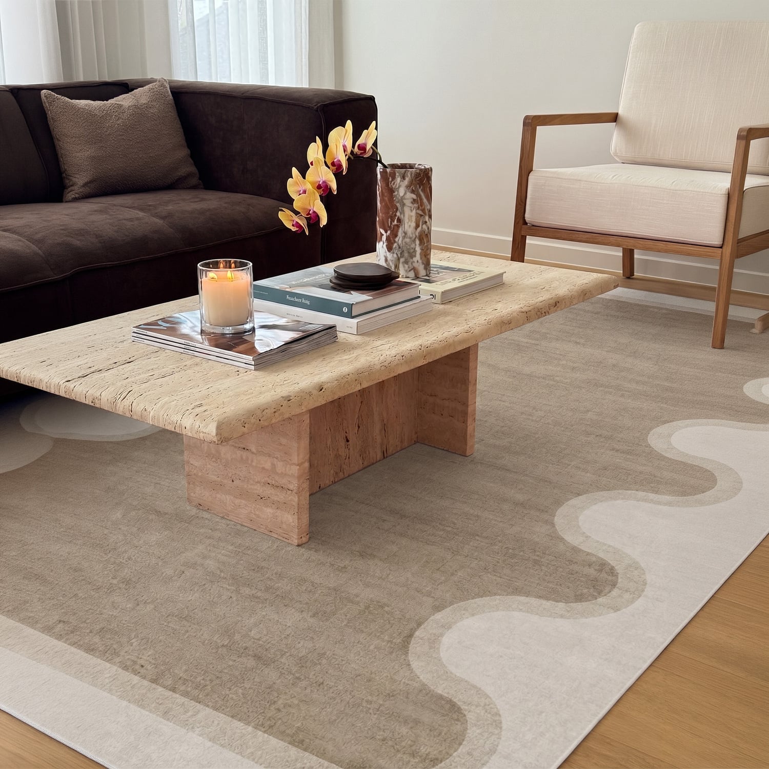 Beige Pierre Machine Washable Rug