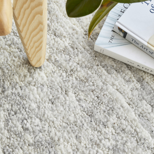Silver Travertine Hand-Knotted Wool Rug