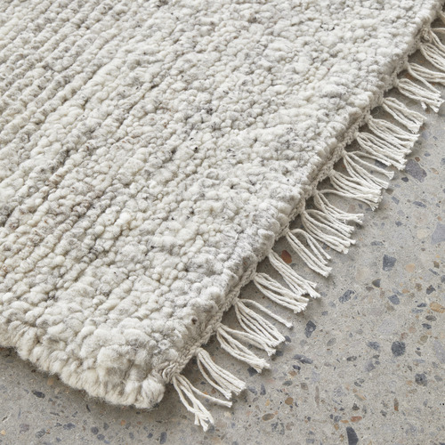 Silver Travertine Hand-Knotted Wool Rug