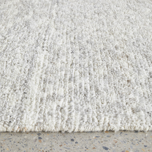 Silver Travertine Hand-Knotted Wool Rug