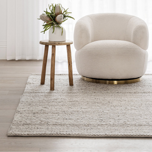 Oatmeal Paperbark Hand-Woven Wool-Blend Rug