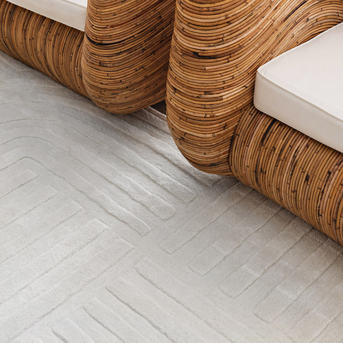 White Zen Hand-Tufted Wool-Blend Rug