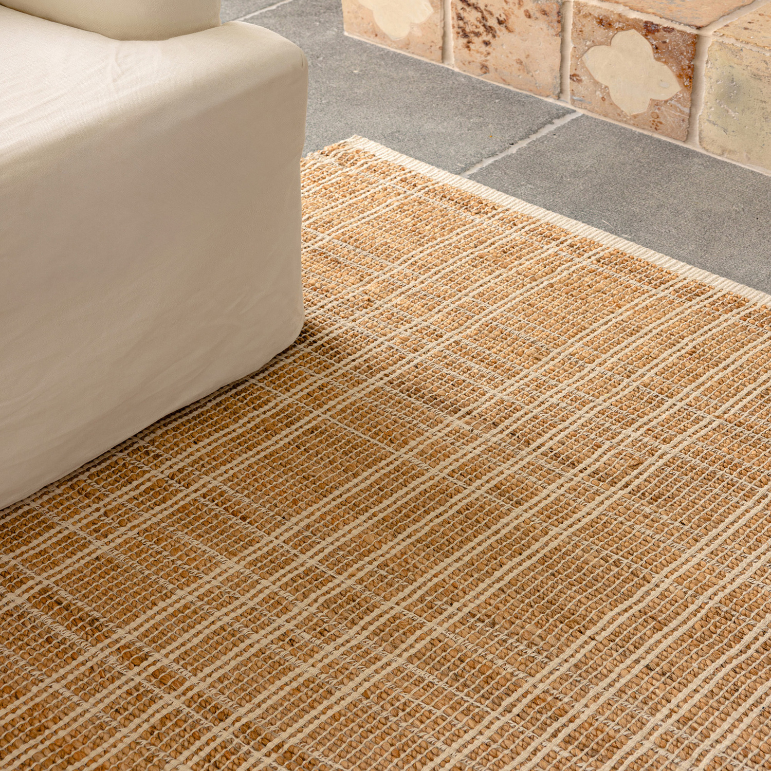 Sandstone Plaid Flat Weave Rug