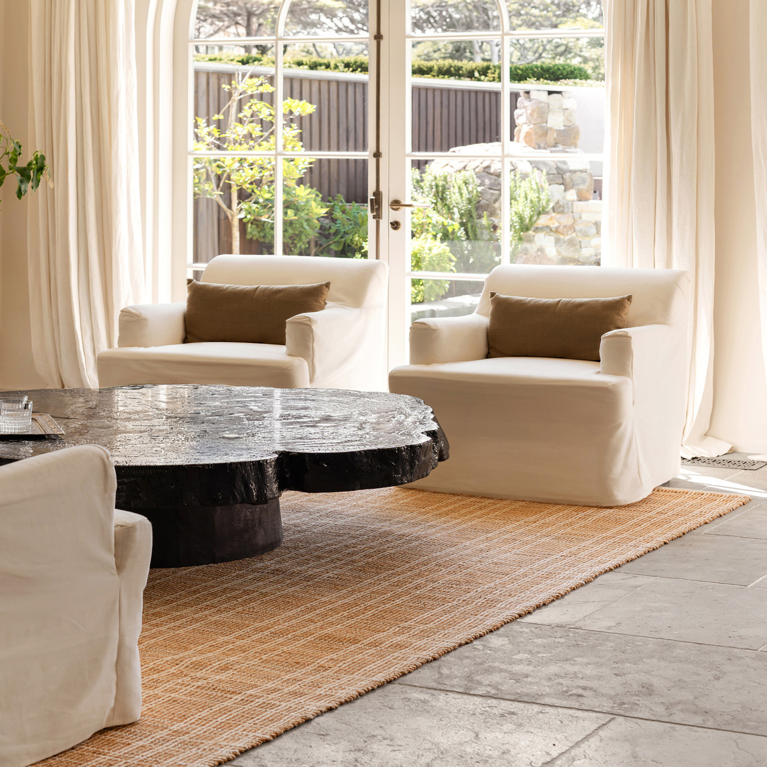 Sandstone Plaid Flat Weave Rug