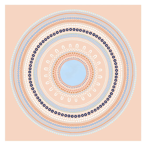 Blue Yarning Circle Gathering Style B Canvas Wall Art