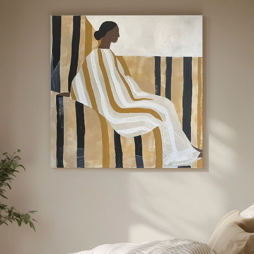 Lady in Stripes Canvas Wall Art