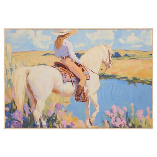 Cowgirl with Horse Canvas Wall Art