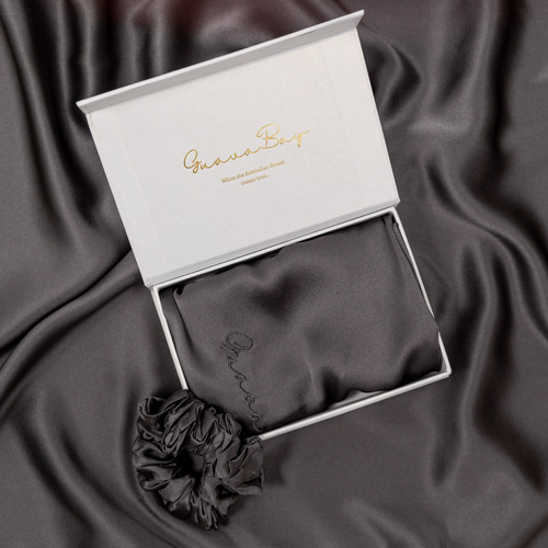 3 Piece Mulberry Silk Pillowcase, & Scrunchy Set Temple & ster