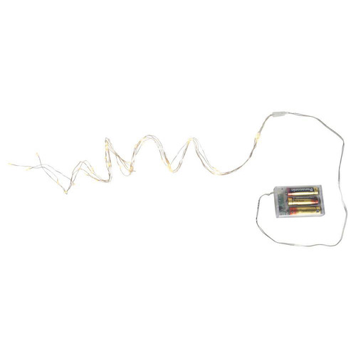 Christmas Dew Drop 1M Led Battery Operated Light Wire Silver Warm White