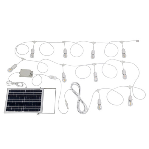 Warm White LED Maxwell Hanging Festoon Lights with Solar Kit