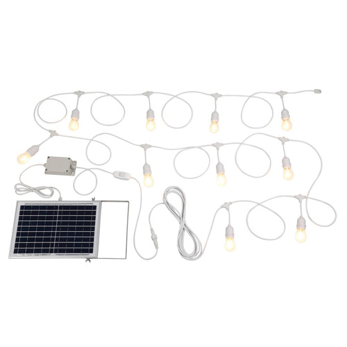 Warm White LED Maxwell Hanging Festoon Lights with Solar Kit