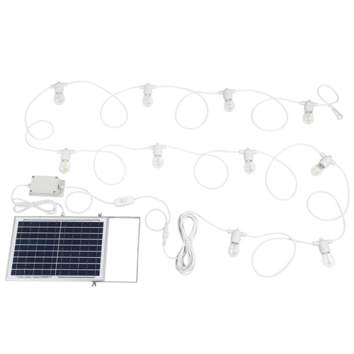 Warm White LED Nikola Fixed Festoon Lights with Solar Kit