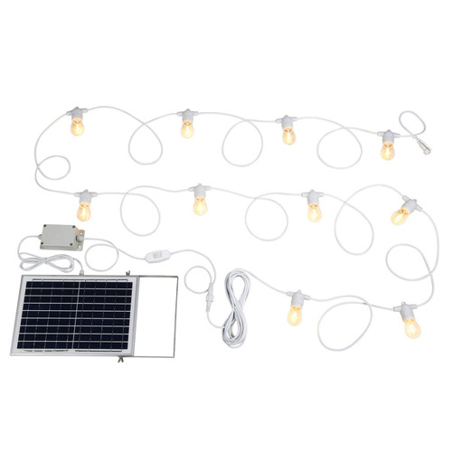 Warm White LED Nikola Fixed Festoon Lights with Solar Kit