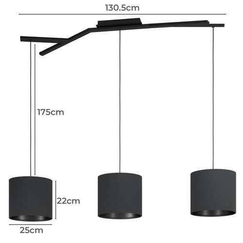 Balnario 3 Light Steel & Cotton Pendant