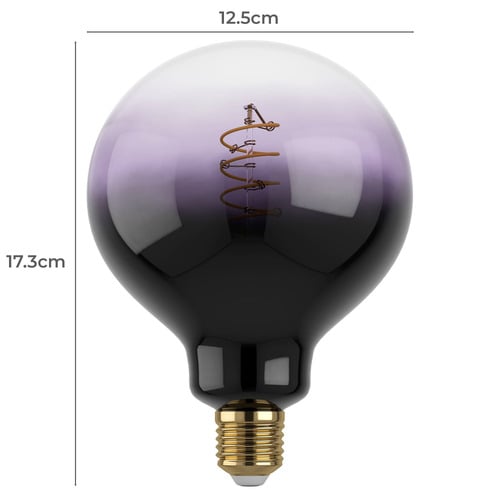 12.5cm Morrie E27 Round Warm White Purple LED Filament Bulb